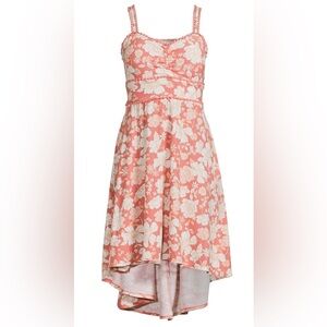 No Boundaries Floral High Low Dress XXL 19 Pink Smocked Sleeveless NWT